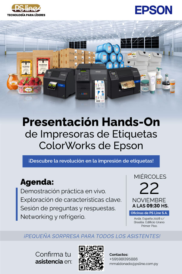 Invitación a la Presentación Hands-On de las Impresoras de Etiquetas ColorWorks de Epson